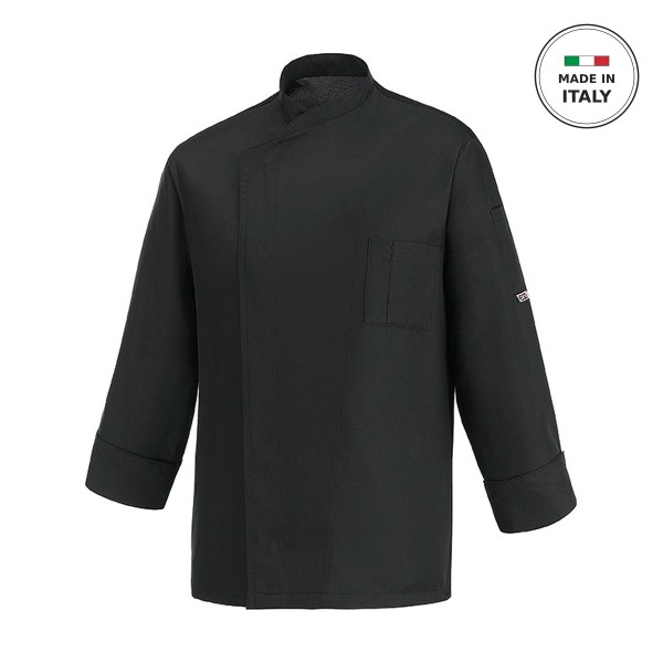 Σακάκι Σεφ EGOCHEF 100% Microfiber Ανδρικό Μαύρο με Μακρύ Μανίκι Ottavio MEDIUM