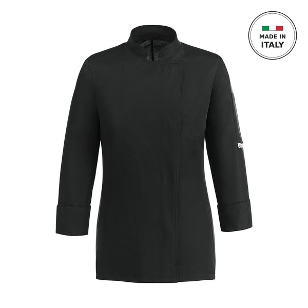 Σακάκι Σεφ EGOCHEF 100% Microfiber Γυναικείο Μαύρο με Μακρύ Μανίκι Easy Girl SMALL