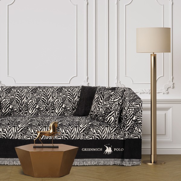Ριχτάρι Chenille Διθέσιος 180x250εκ. Essential 3935 Μαύρο-Taupe Greenwich Polo Club