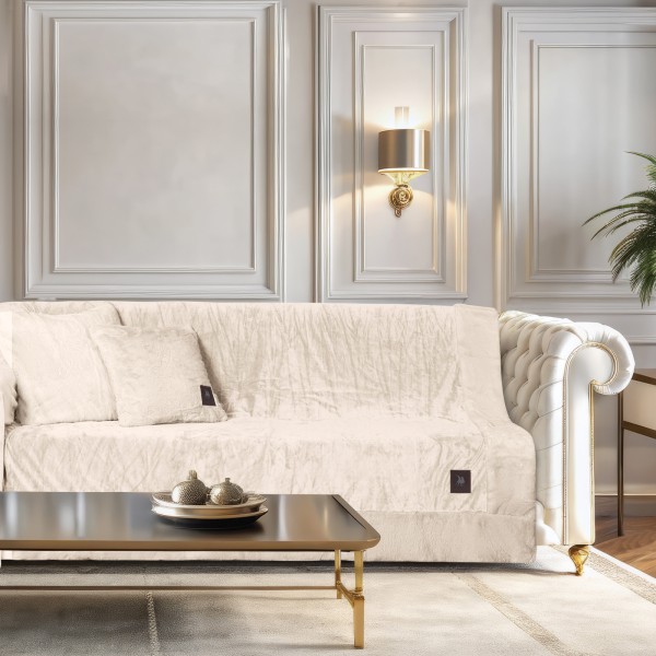 Ριχτάρι Velvet-Faux Fur Διθέσιος 180x250εκ. Premium 3968 Ivory Greenwich Polo Club