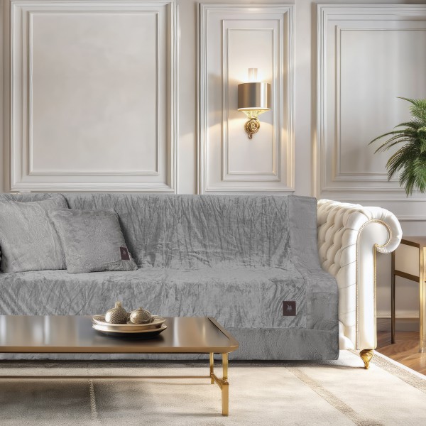 Ριχτάρι Velvet-Faux Fur Διθέσιος 180x250εκ. Premium 3970 Grey Greenwich Polo Club