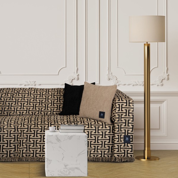 Ριχτάρι Chenille Τριθέσιος 180x300εκ. Essential 3932 Μαύρο-Μπεζ Greenwich Polo Club