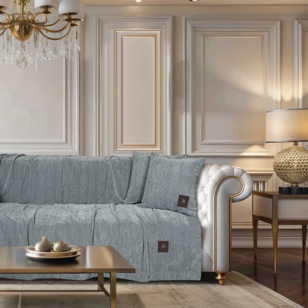 Ριχτάρι Chenille Τριθέσιου 180x300εκ. Essential 3947 Grey Greenwich Polo Club
