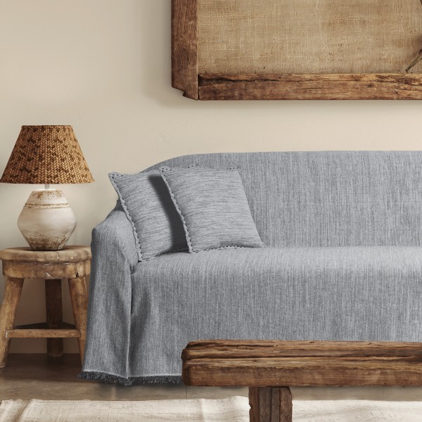 Ριχτάρι Βαμβακερό Διθέσιος 180x250εκ. Throws Line 0285 Black Das Home