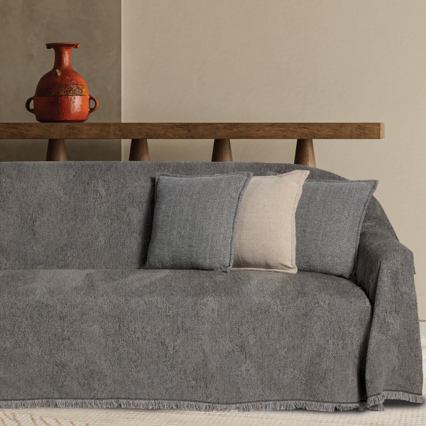Ριχτάρι Chenille-Polycotton Τριθέσιος 180x300εκ. Dark Grey 0311 Das Home