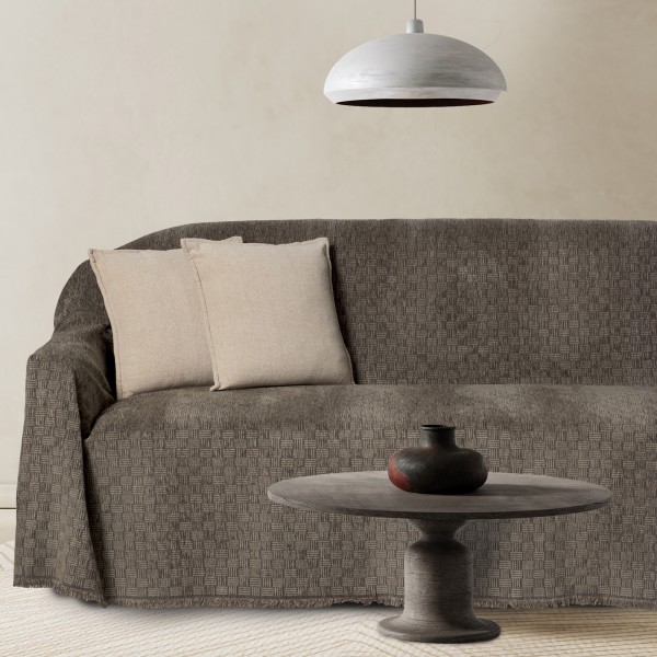 Ριχτάρι Chenille-Polycotton Τριθέσιος 180x300εκ. Dark Taupe 0314 Das Home