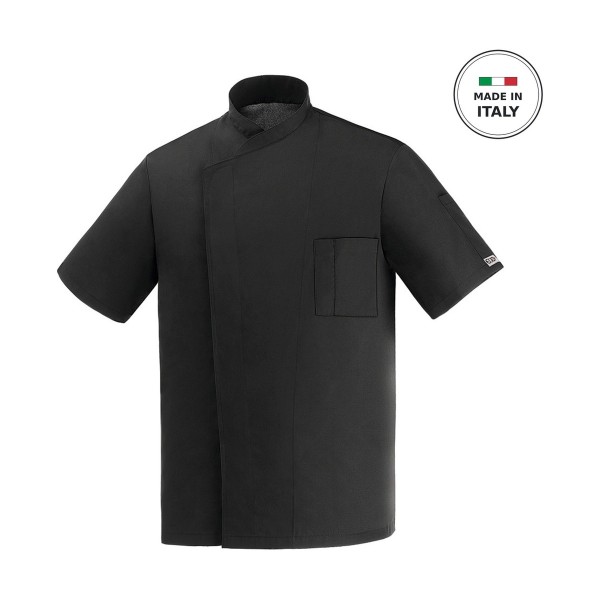 Σακάκι Σεφ EGOCHEF 100% Microfiber Ανδρικό Μαύρο με Κοντό Μανίκι Ottavio 2X-LARGE