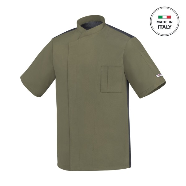 Σακάκι Σεφ EGOCHEF 65% Polyester 35% Cotton Ανδρικό Olive Green με Κοντό Μανίκι Ottavio X-LARGE
