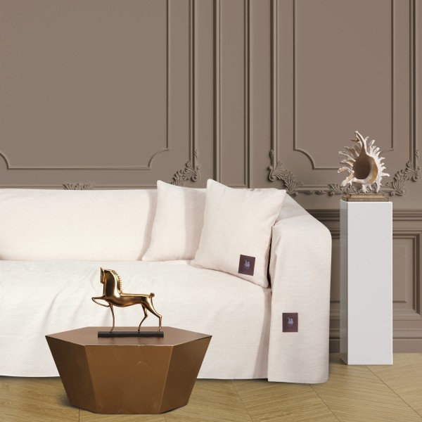 Ριχτάρι Microchenille-Polar Fleece Τριθέσιος 180x300εκ. Premium 3922 Ιβουάρ Greenwich Polo Club