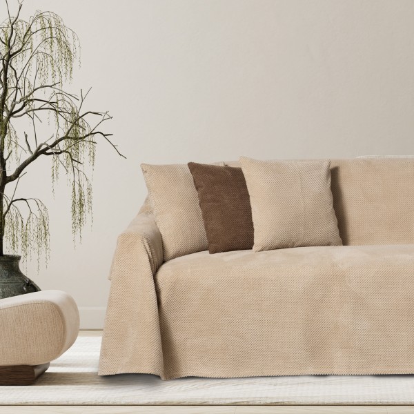Ριχτάρι Polyester-Flannel Τριθέσιος 180x300εκ. Taupe 0307 Das Home