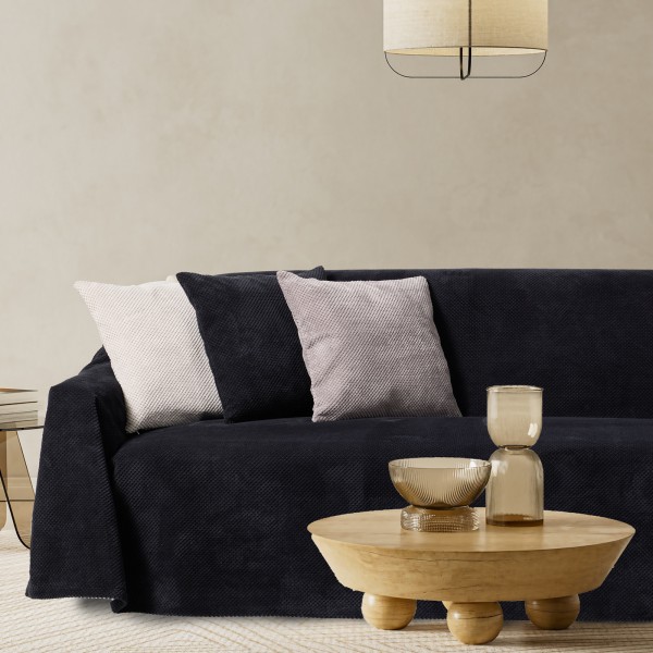 Ριχτάρι Polyester-Flannel Τριθέσιος 180x300εκ. Black 0310 Das Home