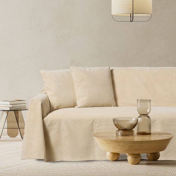 Ριχτάρι Polyester-Flannel Τετραθέσιος 180x350εκ. Beige 0308 Das Home