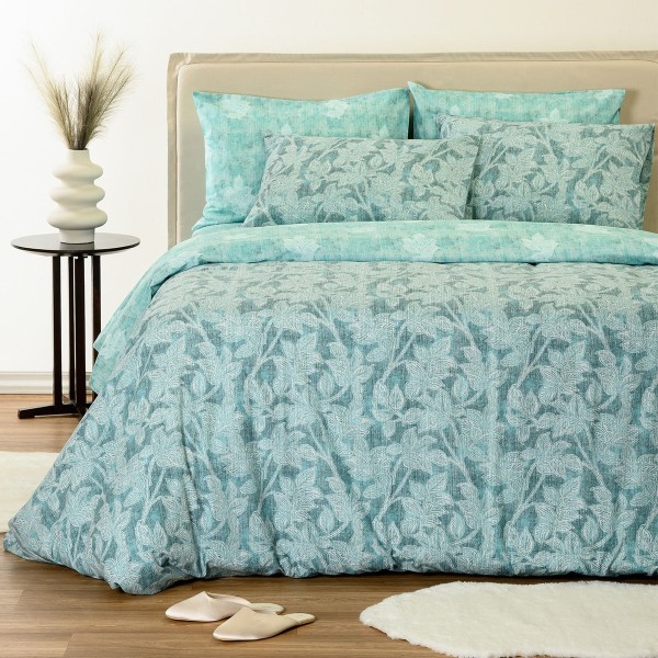 Σετ Σεντόνια Polycotton Μονά Με Λάστιχο 100x200+32εκ. Paloma Petrol Casual Line Melinen 20006265