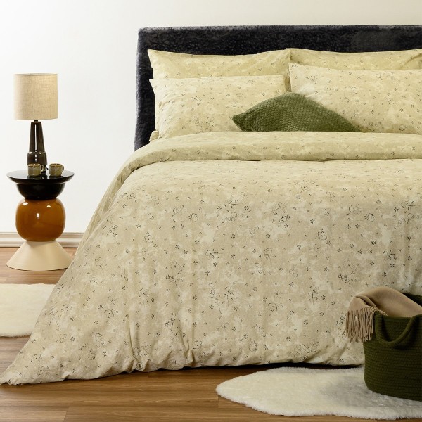 Σετ Σεντόνια Polycotton Μονά Με Λάστιχο 100x200+32εκ. Demi Beige Casual Line Melinen 20006270