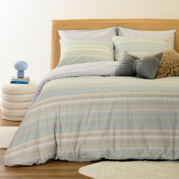 Σετ Σεντόνια Polycotton Μονά Με Λάστιχο 100x200+32εκ. Minna Aqua Casual Line Melinen 20006274