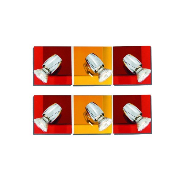 GU1094J-3B (x2) Colours Spot Packet Chrome metal rotating spot with decorative red and yellow g