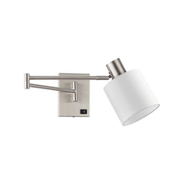 SE21-NM-52-SH1 ADEPT WALL LAMP Nickel Matt Wall lamp with Switcher and White Shade+
