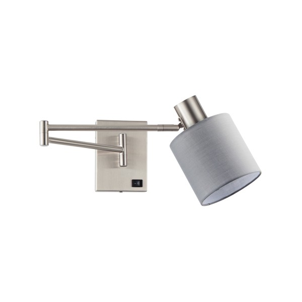 SE21-NM-52-SH2 ADEPT WALL LAMP Nickel Matt Wall lamp with Switcher and Grey Shade+