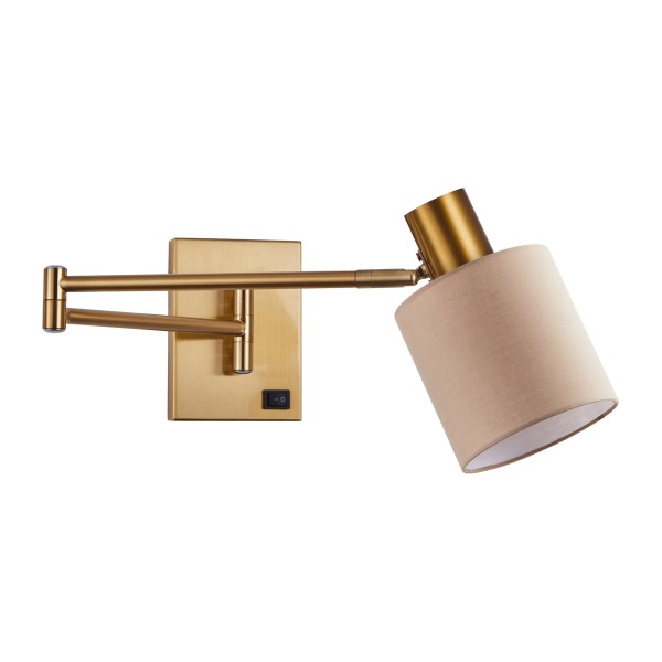 SE21-NM-52-SH3 ADEPT WALL LAMP Gold Matt Wall lamp with Switcher and Brown Shade+