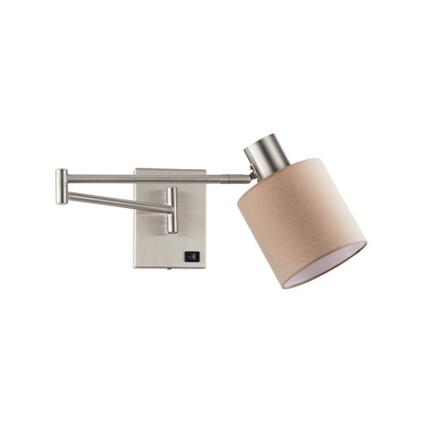 SE21-NM-52-SH3 ADEPT WALL LAMP Nickel Matt Wall lamp with Switcher and Brown Shade+
