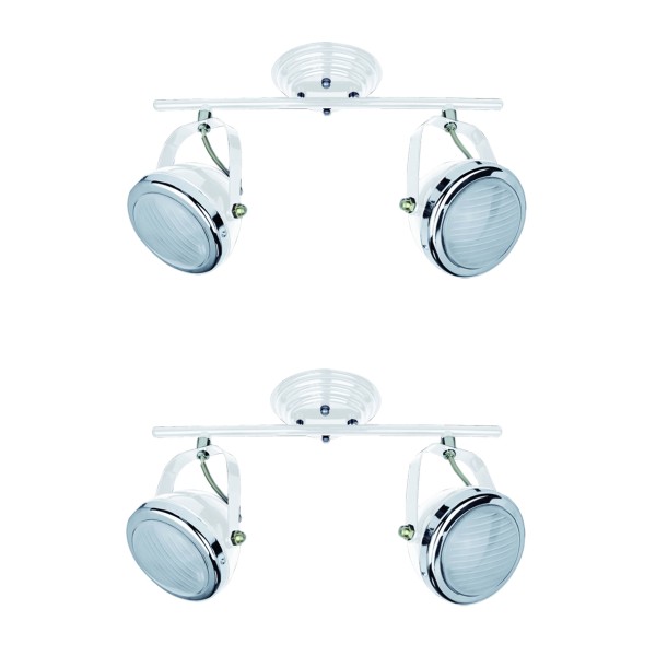 T12022A-2TU (x2) Juno Packet White adjustable spot with chrome ring and glass+